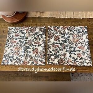 Two 18 in x 18 in Floral Patterned Zippered Pillow Covers